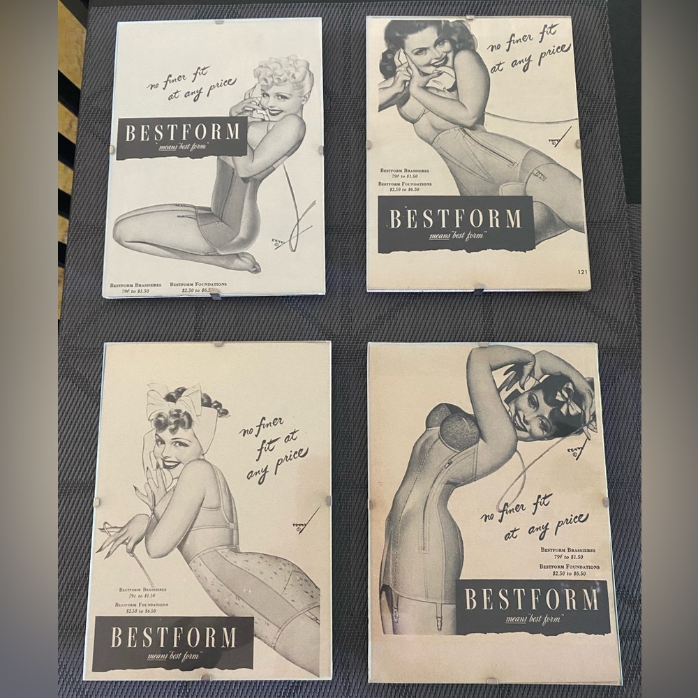 Vintage Petty Girl Pinup Bestform Ads Set